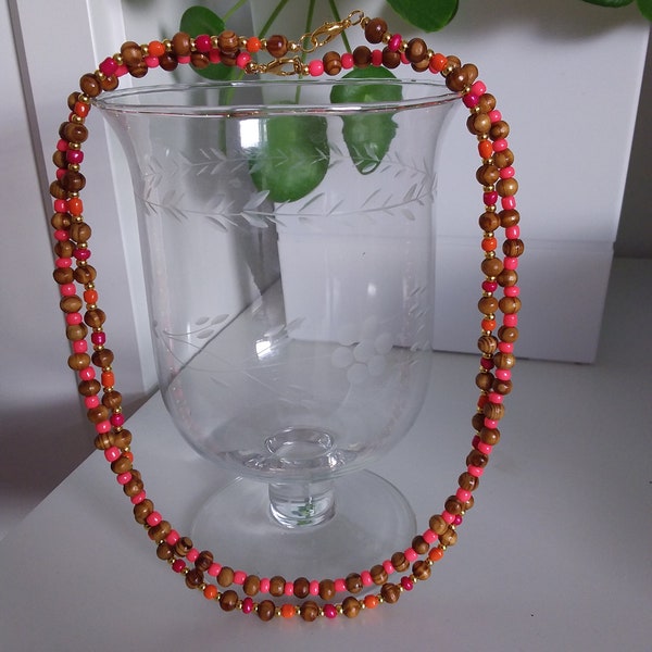 collier perles en bois