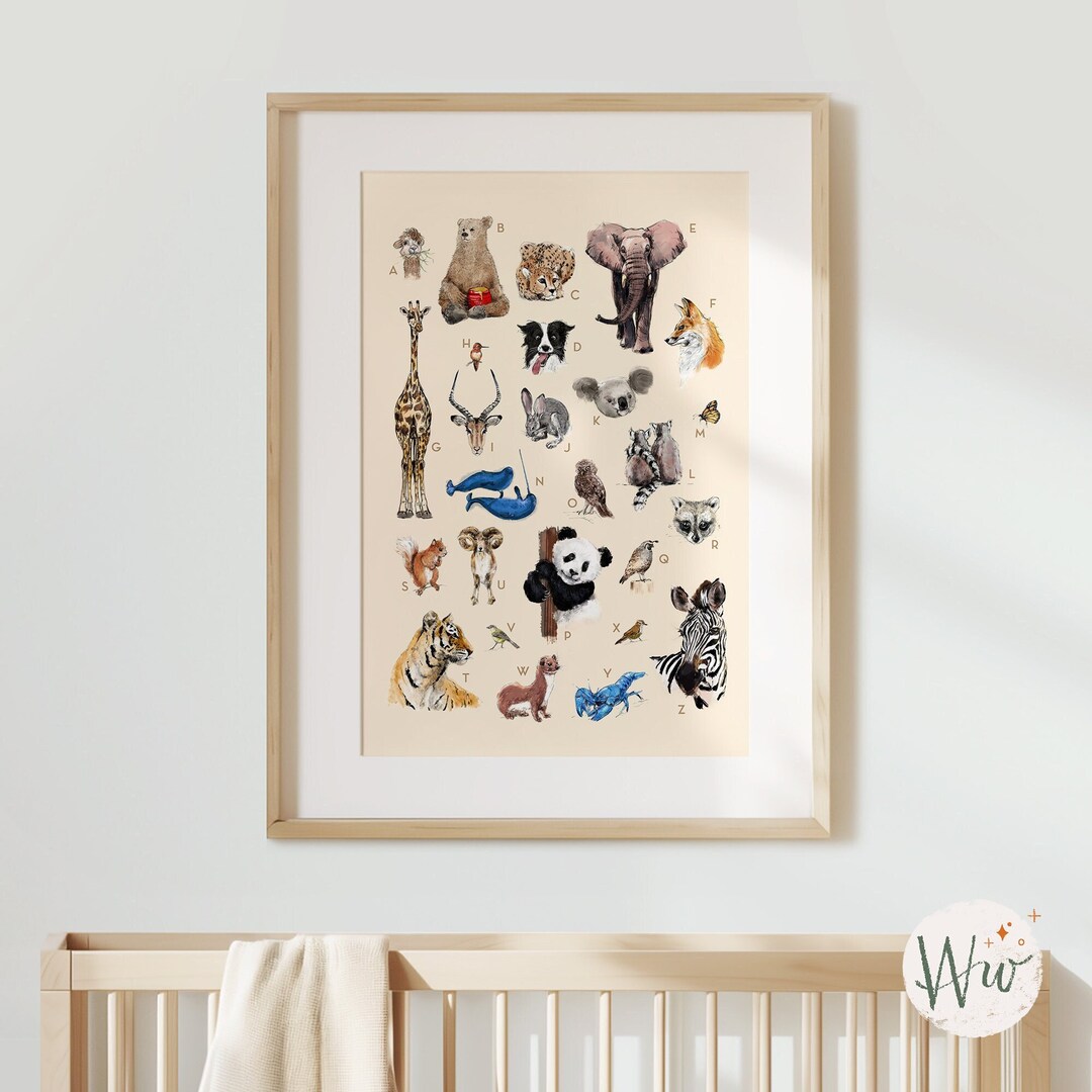 Nursery Wall Decor ABC Printable Watercolor Nursery Art Learning Wall ...