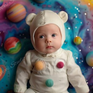 Space Explorer Costume Digital Backdrop - Fun and Colorful Cosmic Background - High-Resolution Photography Background
