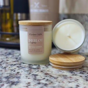 Merlot Whispers Candle | 8oz Hand Poured Soy Candle | Luxurious Scented Candle for Relaxation & Ambiance