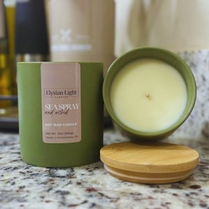 Sea Spray & Orchid Hand Poured Soy Wax Candle in 12oz Ceramic Vessel, Eco-Friendly Aromatherapy, Natural Home Fragrance for Relaxation