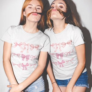 Coquette girl aesthetics, French summer coquette, Fitted T Shirt tee, Aesthetic Ribbon tee, Women&#39;s Ribbon Tee, Y2K tee, Bow shirt