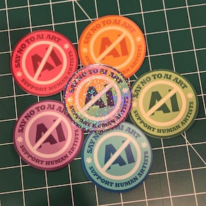 Say No to AI Art - Support Human Artists Sticker *NEW! More Colors Added!* 画像 2