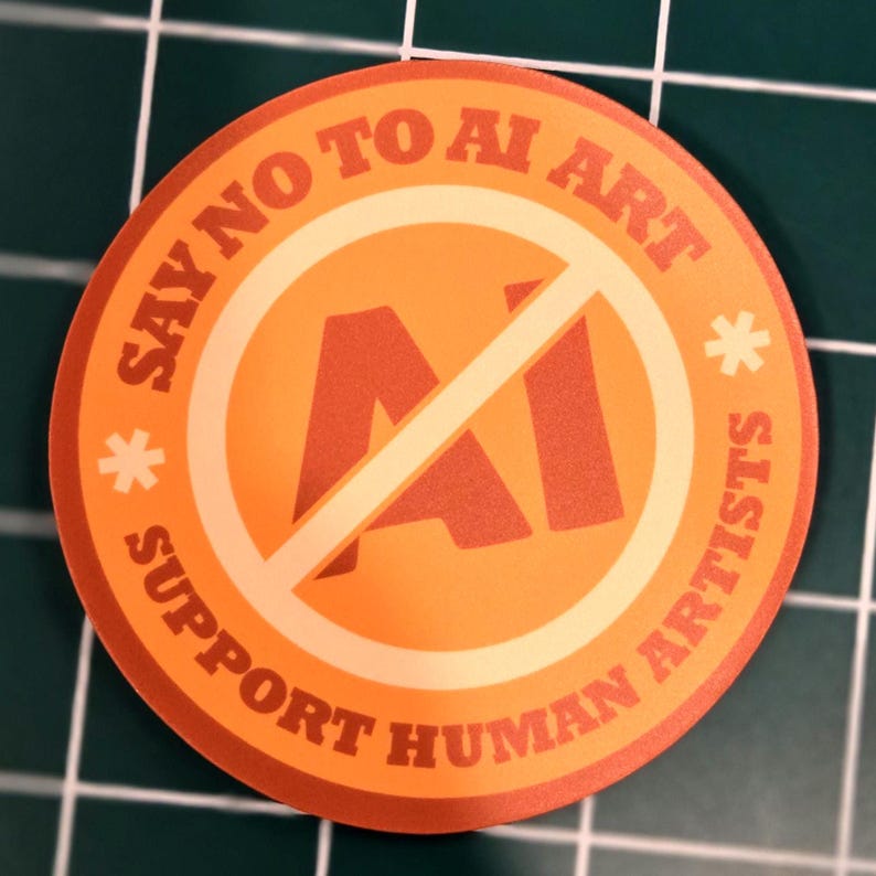 Say No to AI Art - Support Human Artists Sticker *NEW! More Colors Added!* オレンジ