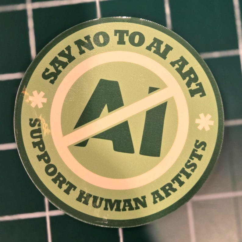 Say No to AI Art - Support Human Artists Sticker *NEW! More Colors Added!* グリーン