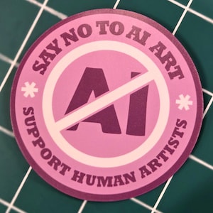 Say No to AI Art - Support Human Artists Sticker *NEW! More Colors Added!* パープル
