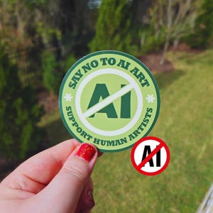 Say No to AI Art - Support Human Artists Sticker *NEW! More Colors Added!* 画像 1