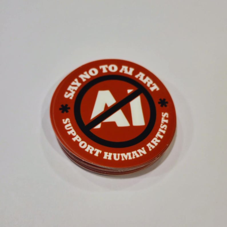 Say No to AI Art - Support Human Artists Sticker *NEW! More Colors Added!* 画像 6
