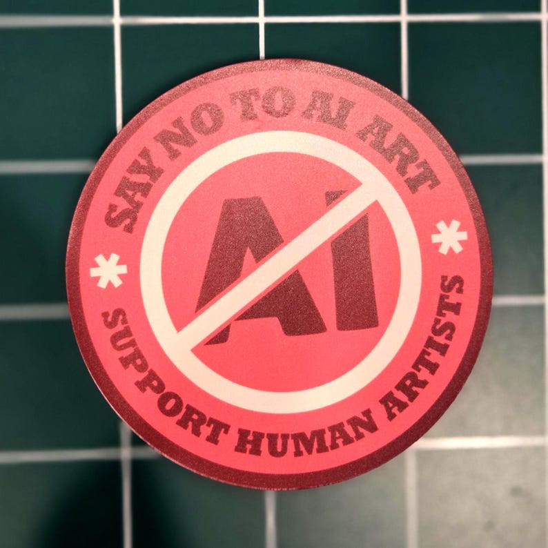 Say No to AI Art - Support Human Artists Sticker *NEW! More Colors Added!* ピンク