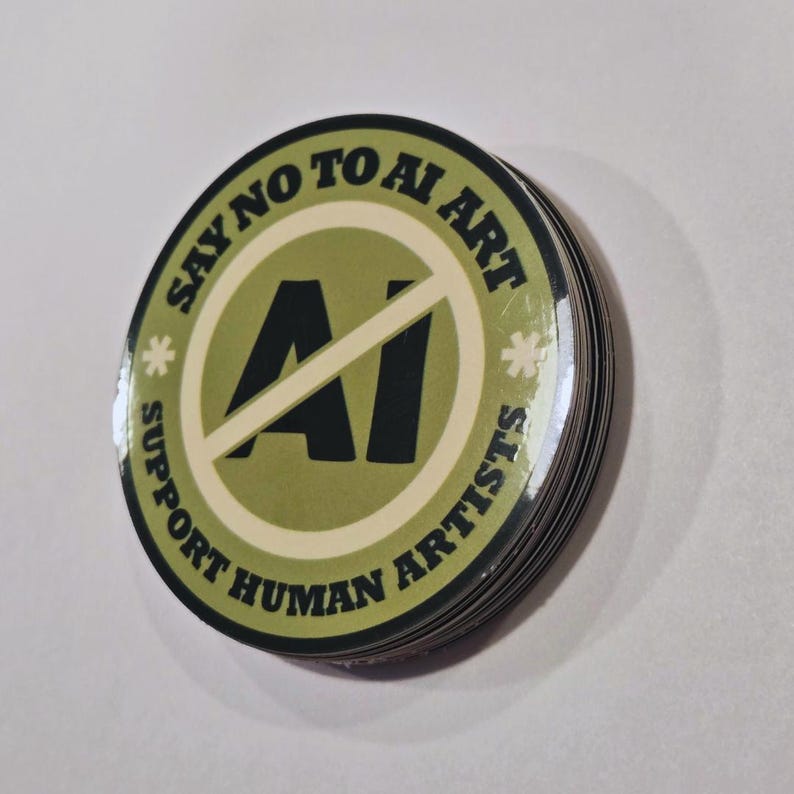 Say No to AI Art - Support Human Artists Sticker *NEW! More Colors Added!* 画像 5