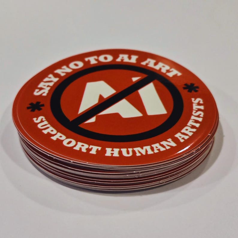 Say No to AI Art - Support Human Artists Sticker *NEW! More Colors Added!* 画像 7
