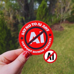 Say No to AI Art - Support Human Artists Sticker *NEW! More Colors Added!* 画像 3