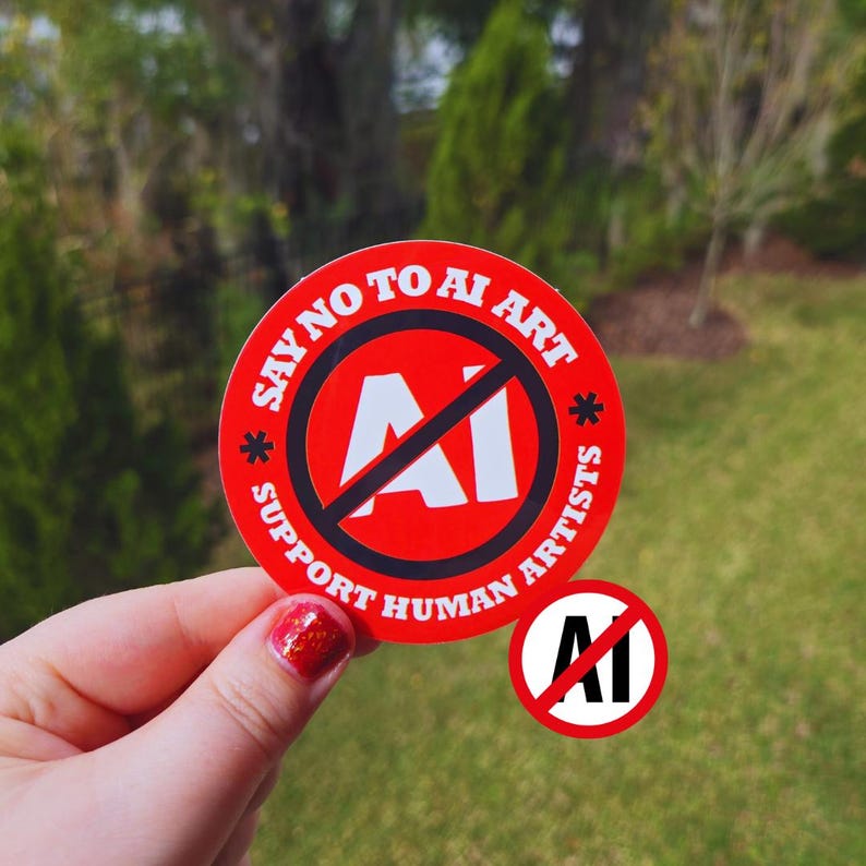 Say No to AI Art - Support Human Artists Sticker *NEW! More Colors Added!* 画像 3