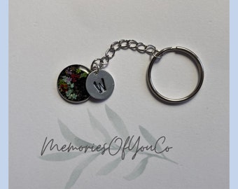 Cremation Resin Memorial Keychain with Initial, Cremation Pendant Keychain with Name, Pet Memorial Jewellery, Ashes and Hair in Resin