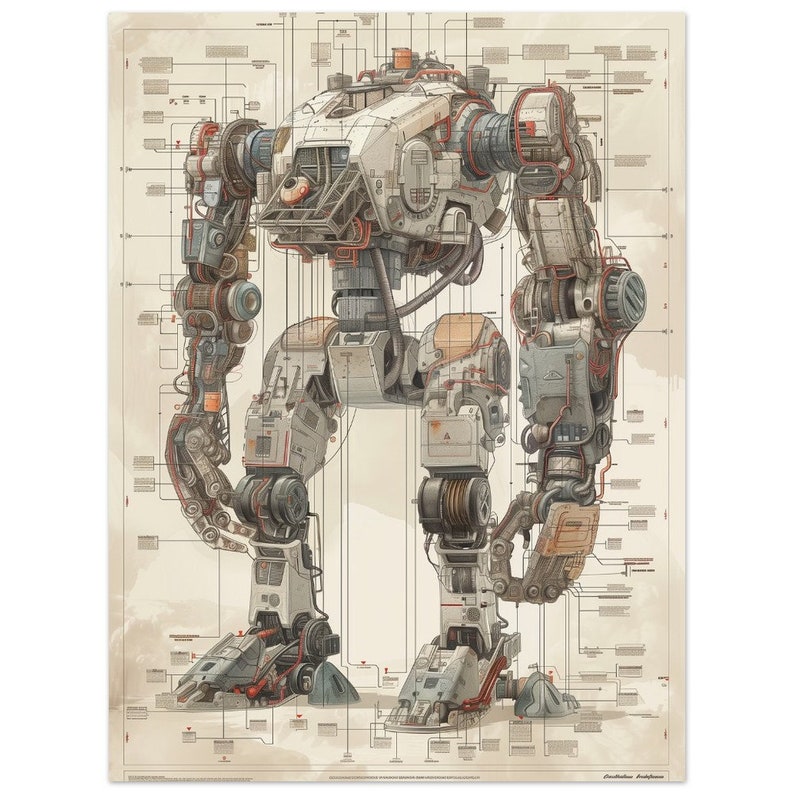 Designed Robot Exploded View Robot Mech Exploded Schematic Aluminum Print - Etsy