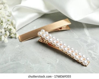 Girls' hair accessories handmade simple and personalized stainless steel metal pearl hairpin