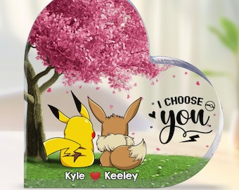 Personalized Pokemon Anniversary, Valentine's Day Acrylic Plaque, Pokemon Couples Gift, Gift for Him, Gift for Her, Gamer Husband Present
