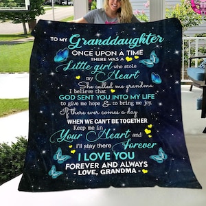 To My Granddaughter Personalized Blanket, Blanket from Grandma to Granddaughter, Gifts for Granddaughter, Fleece Blanket, Family Blanket