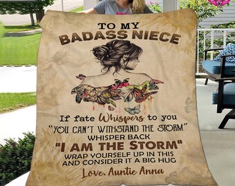 Personalized To My Badass Niece Blanket, Gift For Family, Birthday Gift for Niece, Family Blanket, Gift from Aunt, Christmas Gift for Family