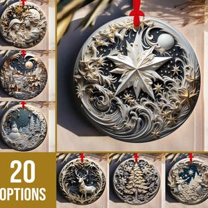 2025 Christmas Ornament Set, 20 Quilling Style Ornaments, Elegant Paper Art Holiday Decor, Keepsake Gift Set, Winter Tree Star Angel Snow