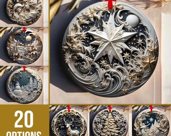 2026 Christmas Ornament Set, 20 Quilling Style Ornaments, Elegant Paper Art Holiday Decor, Keepsake Gift Set, Winter Tree Star Angel Snow