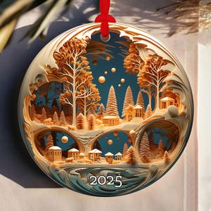 2025 Christmas Ornament, Christmas Ornaments, Christmas Decoration, Heirloom Keepsake, Round Ceramic, Gift Idea 2025, Gift Exchange