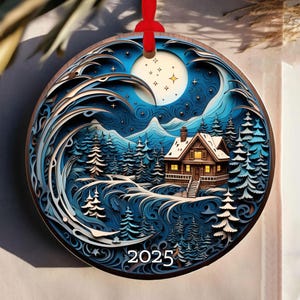 Christmas Ornament 2025, Christmas Decoration, Holiday Gift Idea, Round Ceramic, Gift Exchange, Gift Idea, Stained Glass Style Ornament
