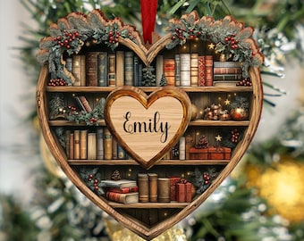 Personalized Christmas Book Wooden Ornament, Book Club Ornament, Bookish Ornament, Book Exchange Gift, Christmas Tree Book Gift
