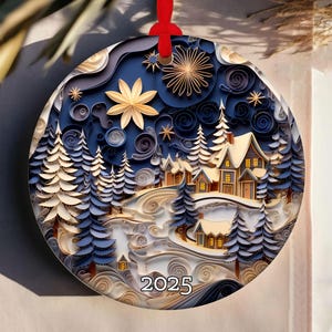 Christmas Ornament 2025, Christmas Decoration, Holiday Gift Idea, Round Ceramic, Gift Exchange, Gift Idea, Xmas Tree, 3D Effect Ornament