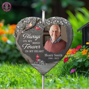 Für immer in unseren Herzen personalisierte Garten Schiefer, Beileid Geschenk zum Trost für den Verlust eines geliebten Menschen, kundenspezifisches Foto-Denkmal, n liebevolle Erinnerung