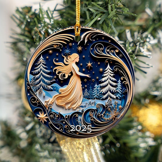 2025 ホーム＆キッチン ステンドグラス クリスマスツリーを描いた丸い