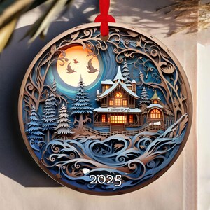 2025 Christmas Ornament, Christmas Ornaments, Christmas Decoration, Heirloom Keepsake, Round Ceramic, Gift Idea 2025, Gift Exchange