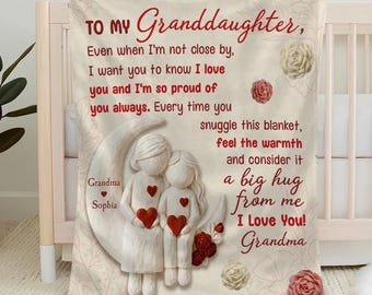 Personalized To My Granddaughter Blanket, Family Throw Blanket, Gift From Grandma, Birthday Gift for Granddaughter, Granddaughter Blanket