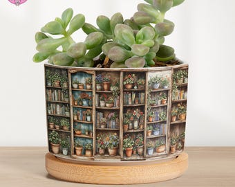 Libro de plantas, maceta vintage, maceta de cerámica, regalo para amantes de las plantas, macetas suculentas, maceta para suculentas, maceta para plantas de interior, regalo para un amigo