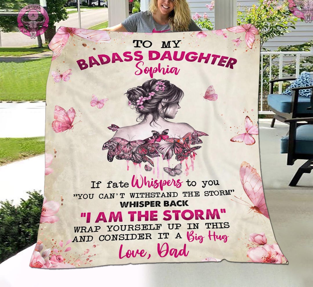 To My Badass Daughter Blanket From Dad, Daughter Birthday, Badass Daughter Blanket, Daughter Gift From Dad, Daughter Gift Blanket