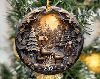 2026 Christmas Ornament, Christmas Ornaments, Christmas Decoration, Heirloom Keepsake, Round Ceramic, Gift Idea Ornament, Gift Exchange