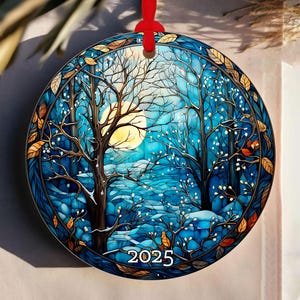 Weihnachtsverzierung 2025, Weihnachtsdekoration, Urlaub Geschenkidee, Runde Keramik, Geschenkbörse, Geschenkidee, Glasmalerei-Stil Ornament
