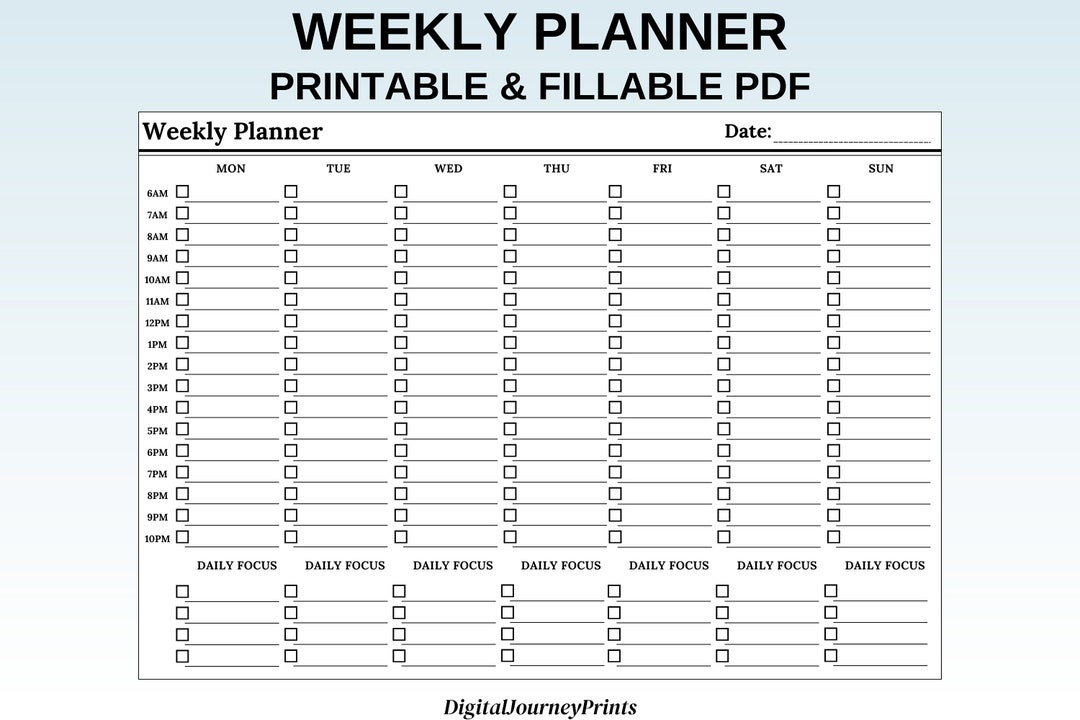 Printable Weekly Planner: To-do List Organizer (editable PDF) - Etsy