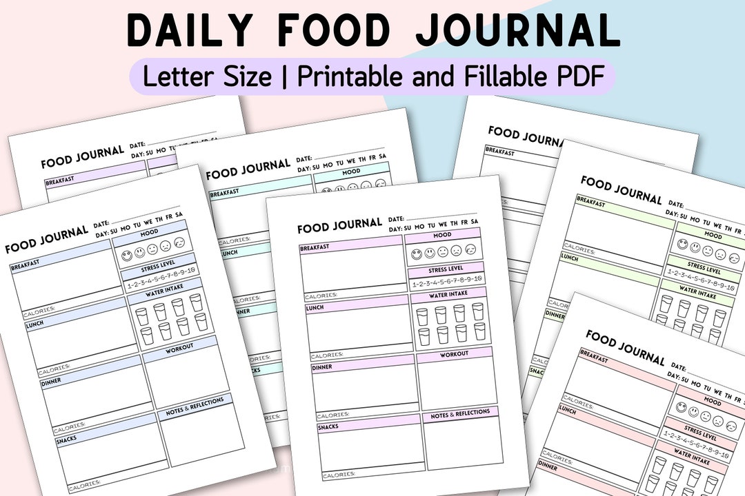 Buy Editable Food Journal, Digital, Printable, Diet Tracker, Food Diary ...