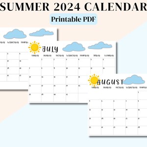 Printable Summer Calendar Poster, Summer Activities Calendar, Summer Checklist, Family Calendar, Kids Schedule, Instant Download