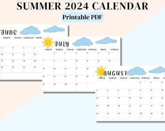 Printable Summer Calendar: Family Activity Planner (Digital Download)
