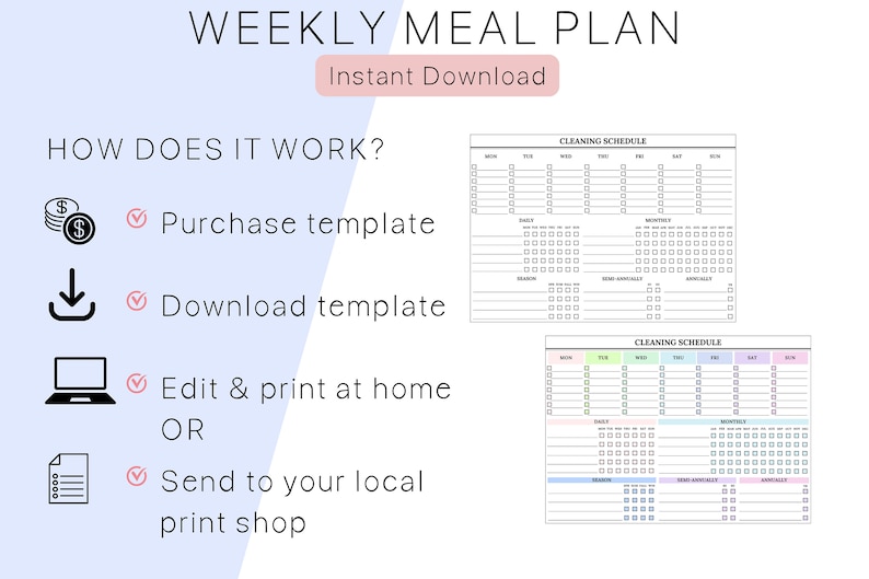 Editable Cleaning Planner: Printable Checklist & Schedule (PDF Download ...