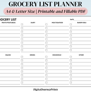 Editable Grocery List Planner, Grocery Checklist, Grocery List Schedule, House Planner, Grocery Planner, ADHD Grocery List Planner