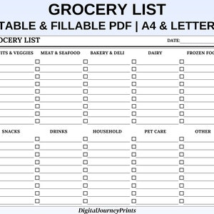 Grocery List, Grocery Planner, Grocery Checklist, Grocery List Schedule, House Planner, Grocery Planner, ADHD Grocery List Planner, Editable