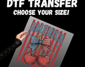 Bandera de cerezas americanas con lazo - Transferencia DTF