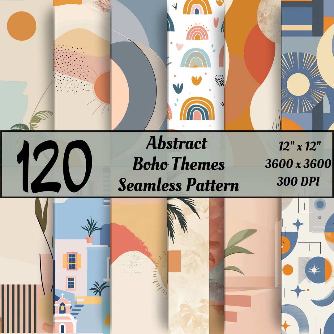 Show Theme Pattern 120 Abstract Boho Themes Seamless Patterns Including Bonus Items ...