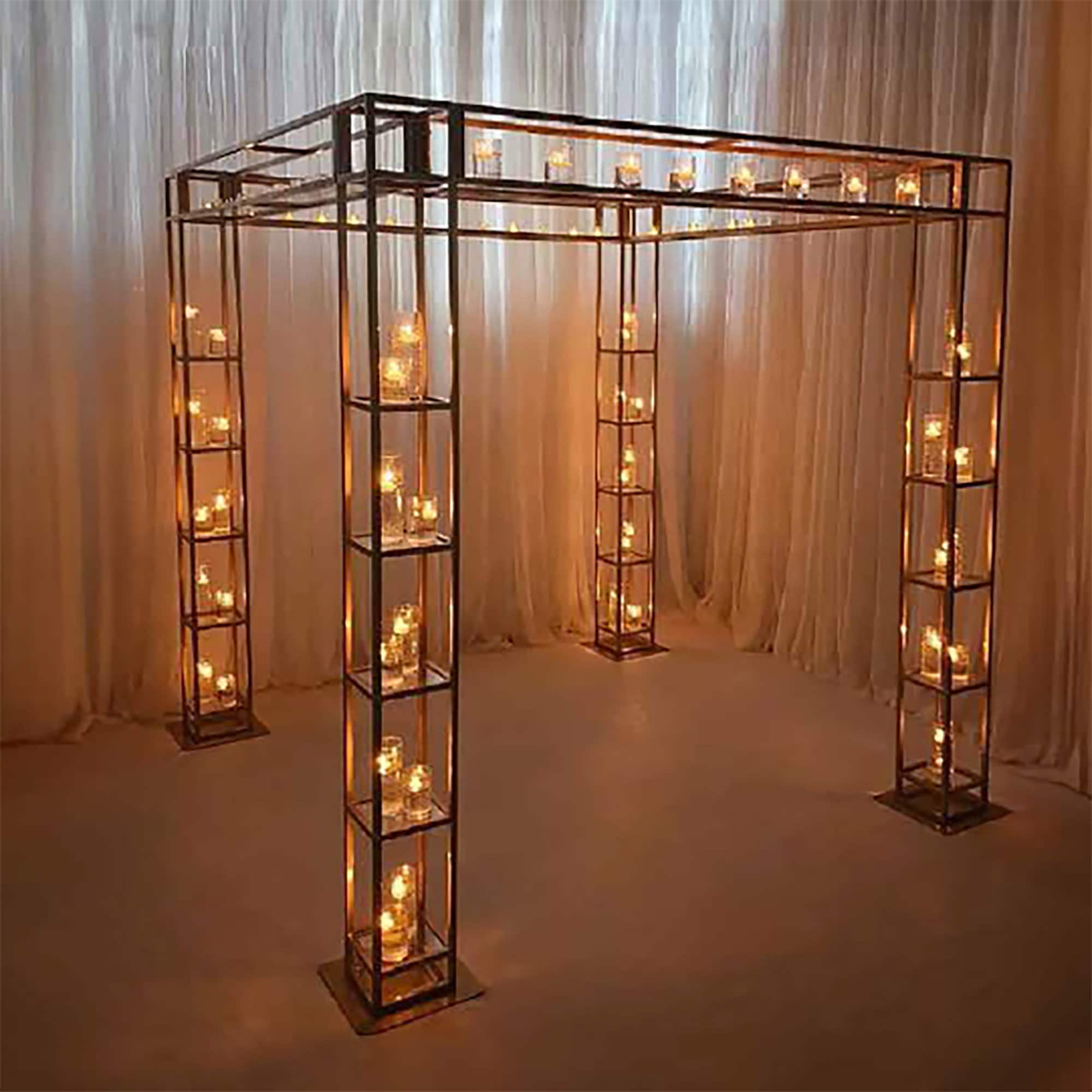 Golden Frame Structure, Wedding Reception Stage Decor, Mandap