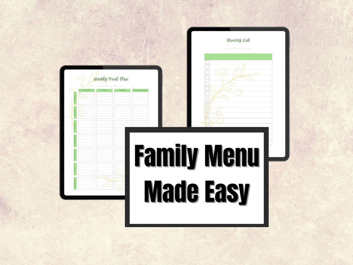 Weekly Menu Plan Printable Meal Plan Pdf Menu Planner - Etsy