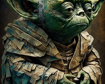 Yoda Mystical Master Digital Art - High DPI PNG - Unique Yoda Portrait for Printing and Crafts