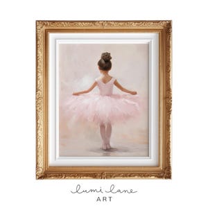 Tiny Dancer Ballerina Art - Ballet, Toddler, Pink, Downloadable Wall Art, Digital Print, Frame TV Art, Vintage Inspired, Texture, Cute image 1